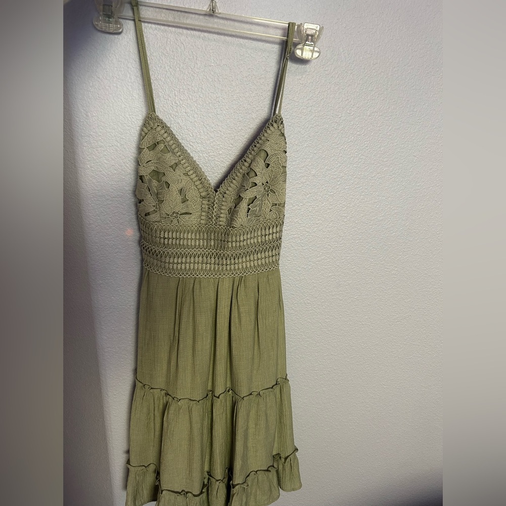 Green Crochet Knit Dress